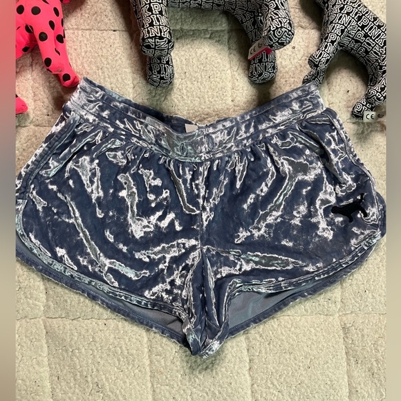🐩PINK Victoria's Secret Velvet Shorts in Light Blue - Picture 1 of 5